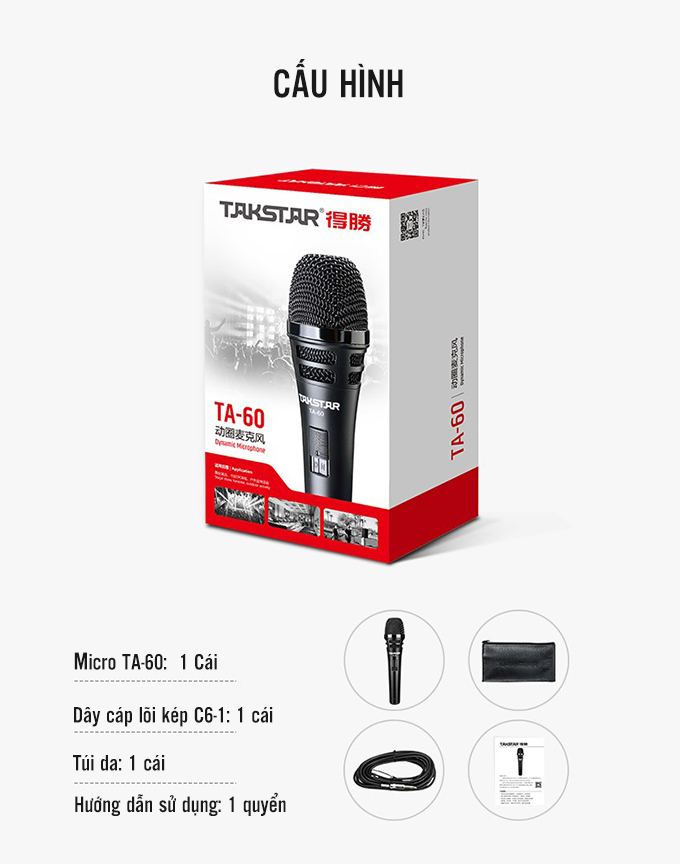 Micro karaoke có dây Takstar TA-60 cao cấp