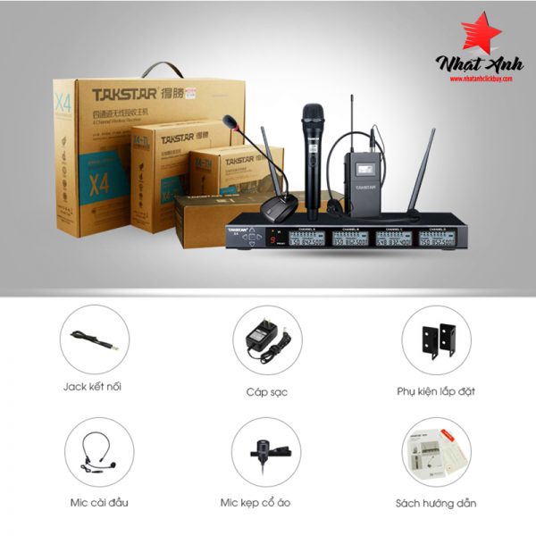Micro không dây đa năng cao cấp Takstar X4 | Hỗ trợ 4 kênh 14