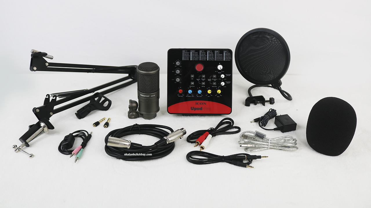 combo micro thu âm cao cấp sử dụng Micro Takstar SM8B kết hợp Sound card Icon Upod Pro