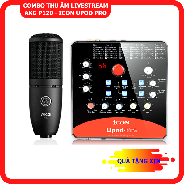 Combo thu âm livestream AKG P120 kết hợp Sound card Icon Upod Pro - Logo