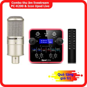 Combo hát livestream micro PC-K200 kết hợp Sound Card Icon Upod Live