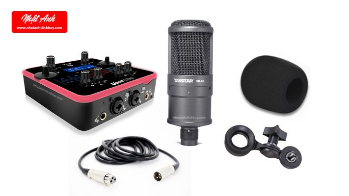 Bộ thiết bị hát livestream micro Takstar SM-8B kết hợp Sound card Icon Upod Live