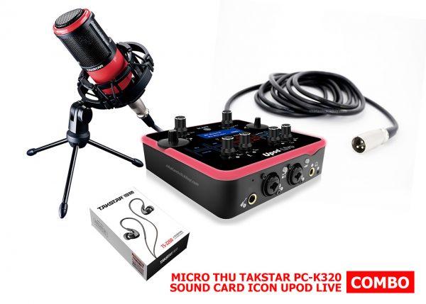 Combo livestream bigo micro Takstar PC-K320 kết hợp sound card Icon Upod Live